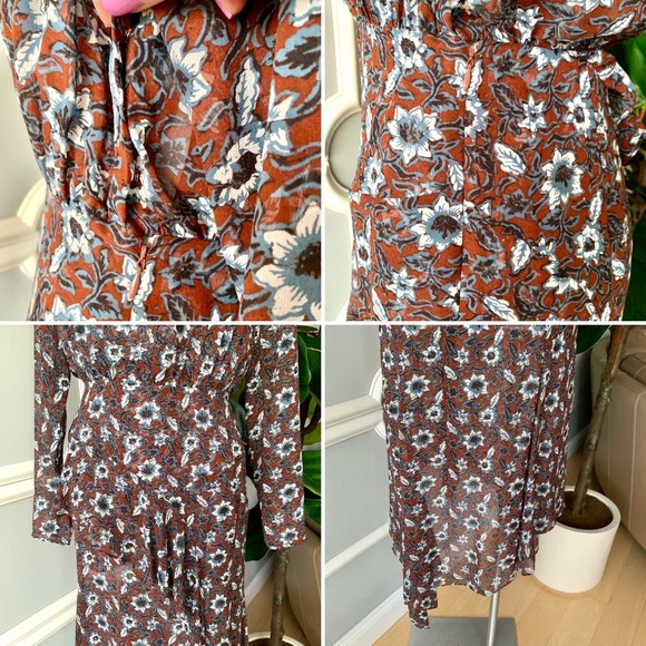 Veronica Beard Sazan Runway Asymmetric Ruffled Silk Chiffon Midi Dress Size 6 - Picture 11 of 13